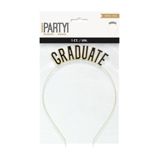 Black & Gold Enamel "Graduate" Headband