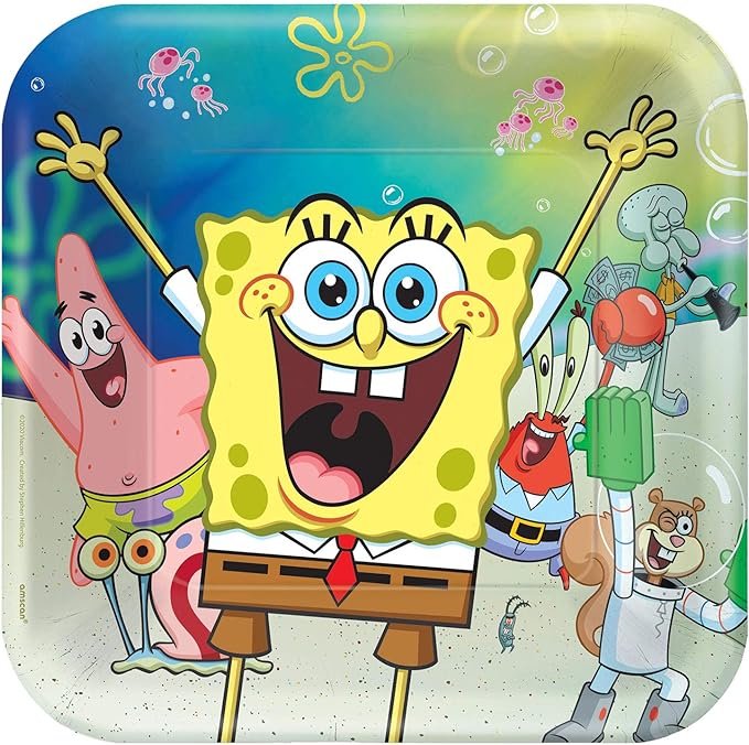 SpongeBob SquarePants Birthday Party Square Plates
