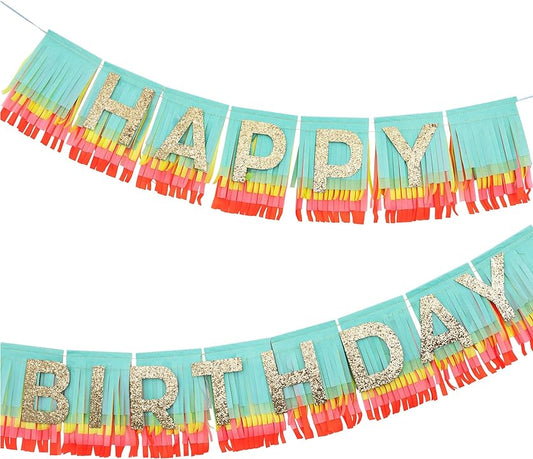 Rainbow Happy Birthday Fringe Garland
