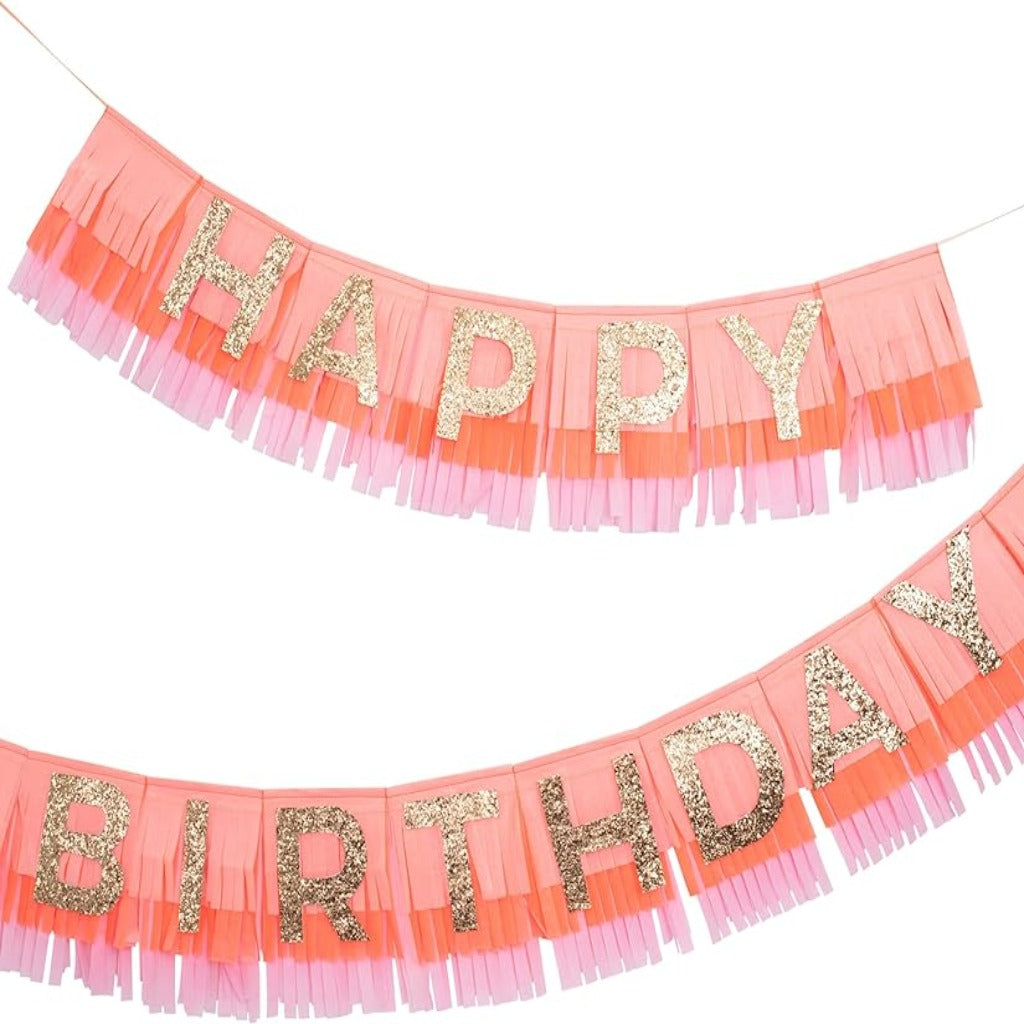 Pink Happy Birthday Fringe Garland