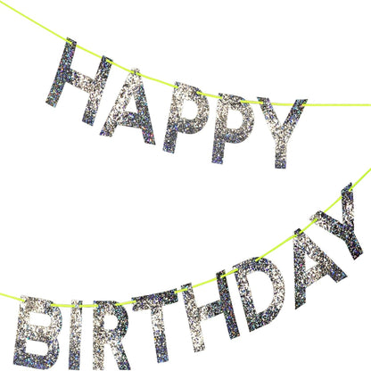 Silver Happy Birthday Garland