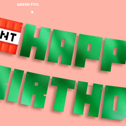 Pixel Minecraft Birthday Banner