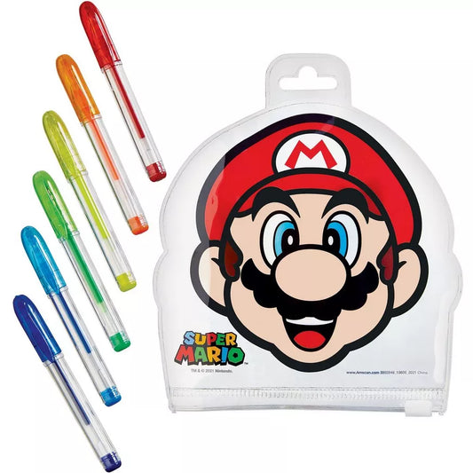 Estuche troquelado de Super Mario Brothers con bolígrafos de gel