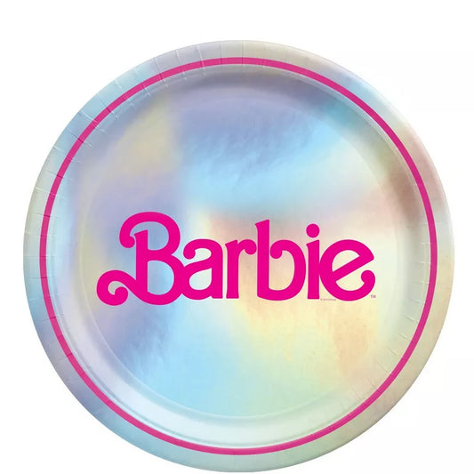 Platos metálicos redondos Malibu Barbie de 9"
