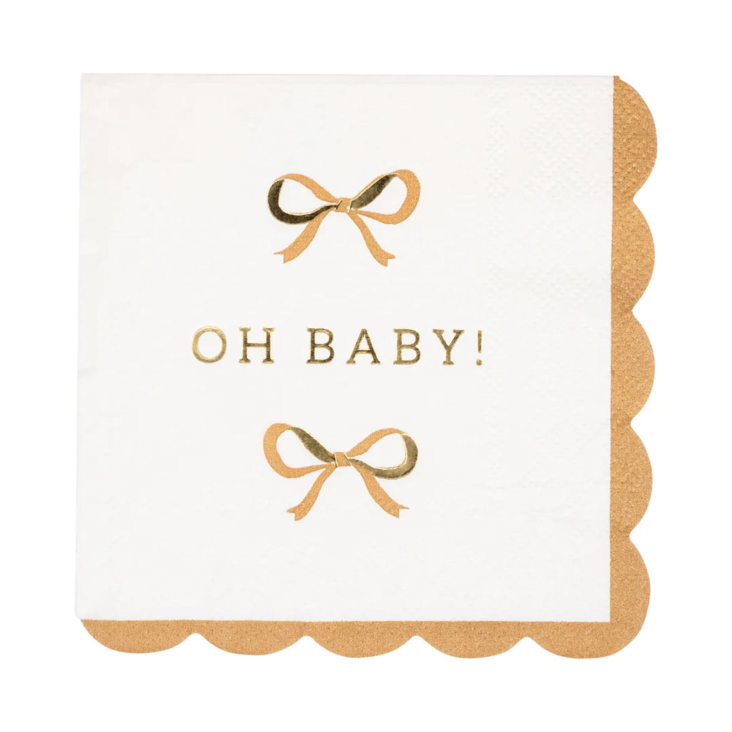 Oh Baby Gold and Tan Cocktail Napkin