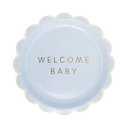Welcome Baby Blue Plate