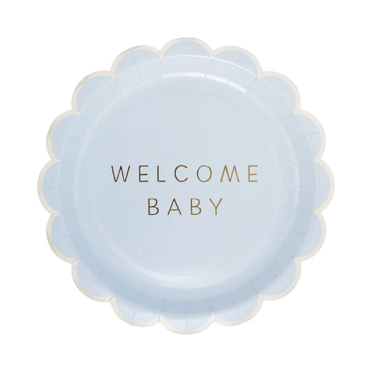 Welcome Baby Blue Plate