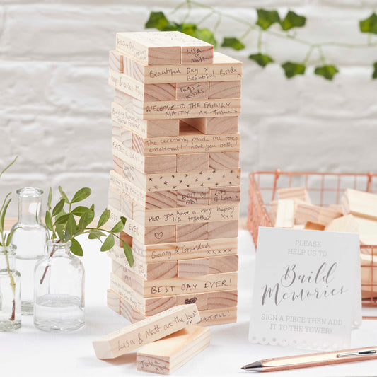 Alternativa del libro de visitas de la boda de los bloques de construcción de madera