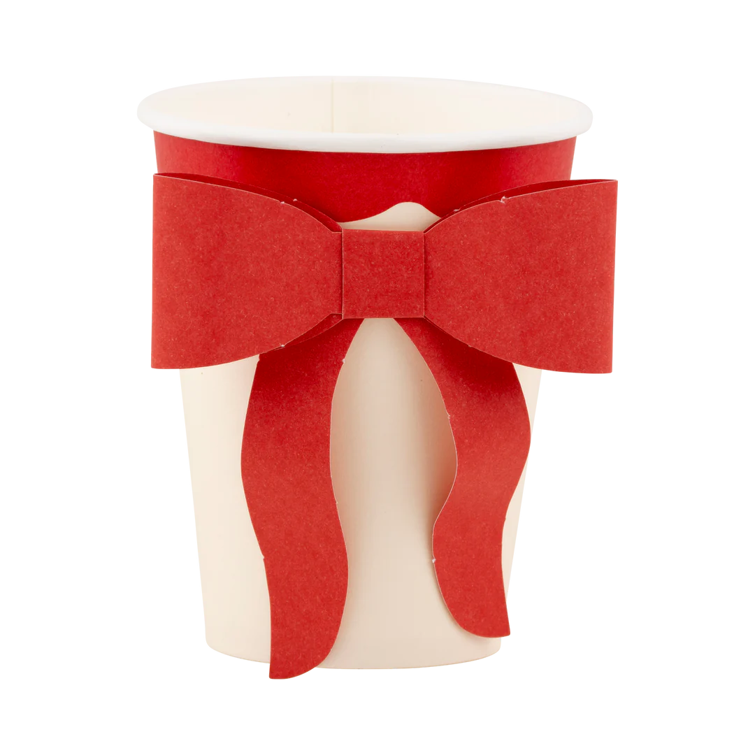 Red and Pink Bow Paper Cups