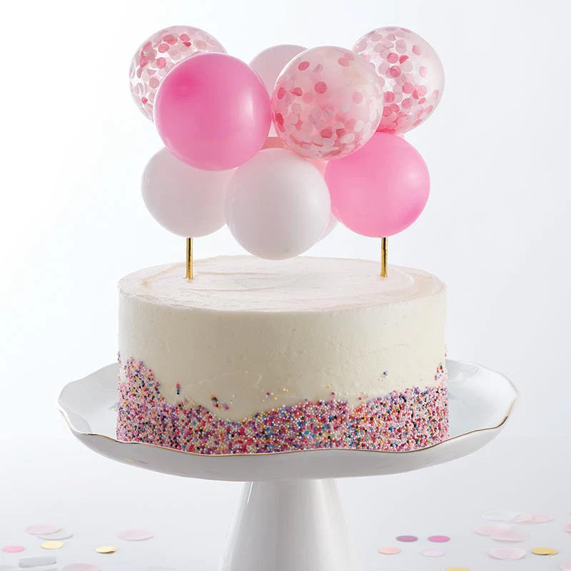 BALLOON CAKE TOPPER - PINK/WHITE