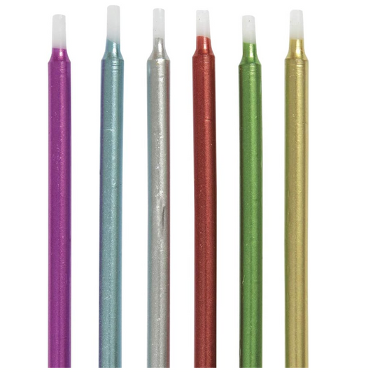 Metallic Birthday Candles 5" - Assorted 12ct