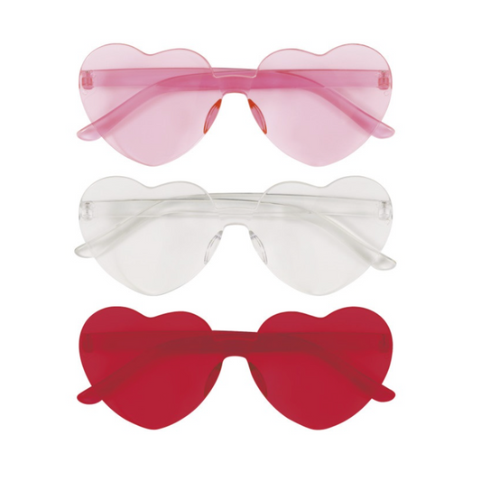 Assorted Red Pink & White Heart Shaped Novelty Glasses 3ct