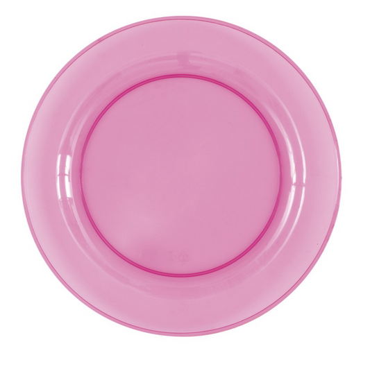 Pink Translucent Plastic Round 7" Dessert Plates