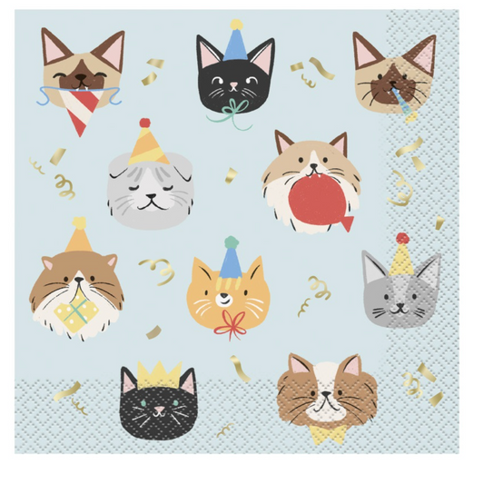 Pawty Animals Cat Luncheon Napkins 16ct