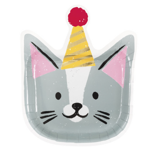 Pawty Animals Cat-Shaped 10" Plates 8ct