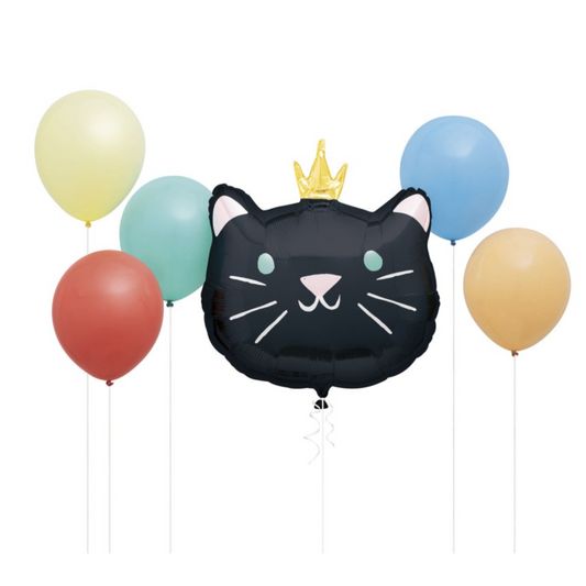 Pawty Animals Cat-Shaped Giant Foil & Latex Balloon Bouquet Kit 6pc
