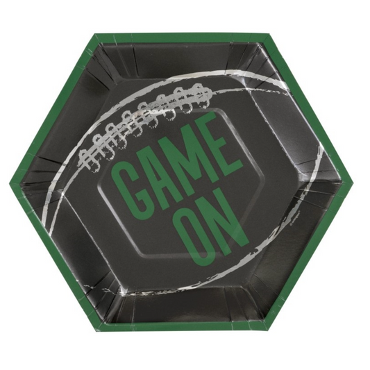 Kickoff Football "Game On" Hexagon Shaped 9.25" Plates
