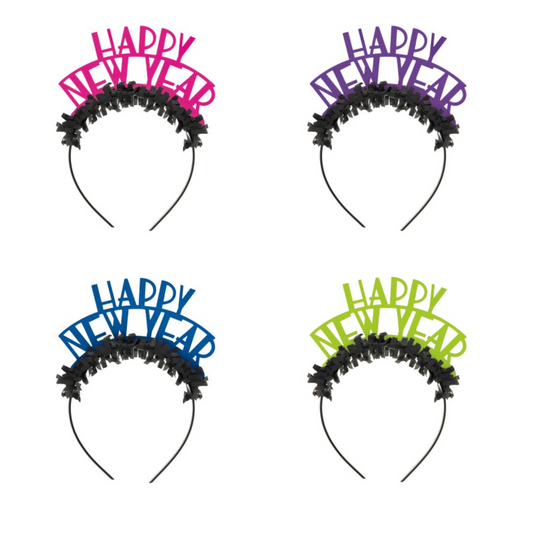 Neon Dots New Years Headbands 4ct - Assorted