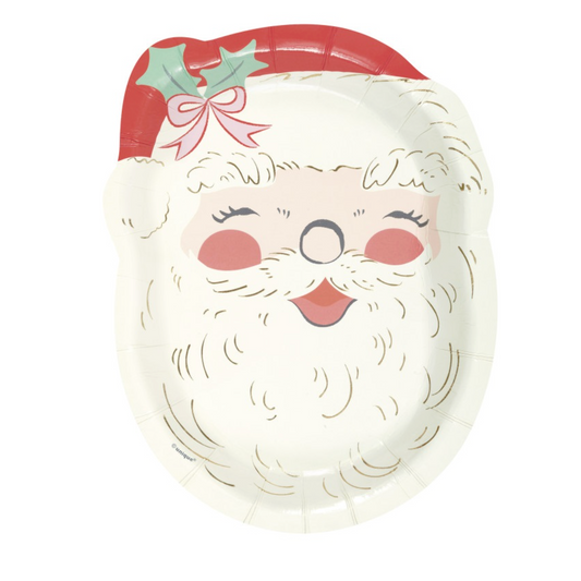 Vintage Christmas Santa-Shaped 8.25" Plates 8ct