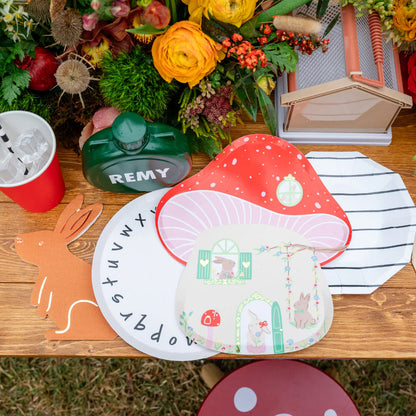 Bunnies In The Garden Mushroom House Large Plates