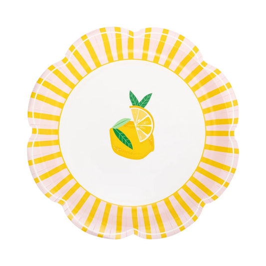Yellow & Pink Striped Scallops Plate