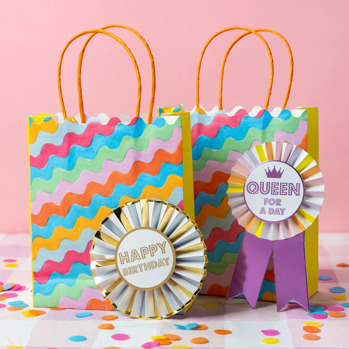 Wavy Multi Colored Paper Gift Bags