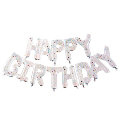 Clear Foil & Confetti Happy Birthday Balloons Banner