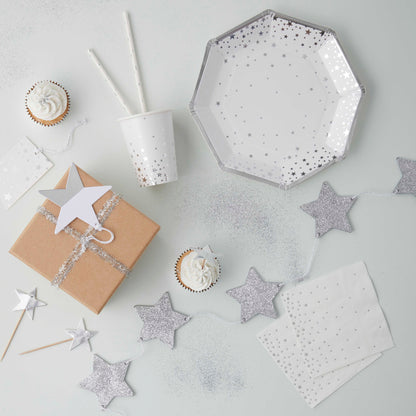 Silver Foiled Star Paper Plates