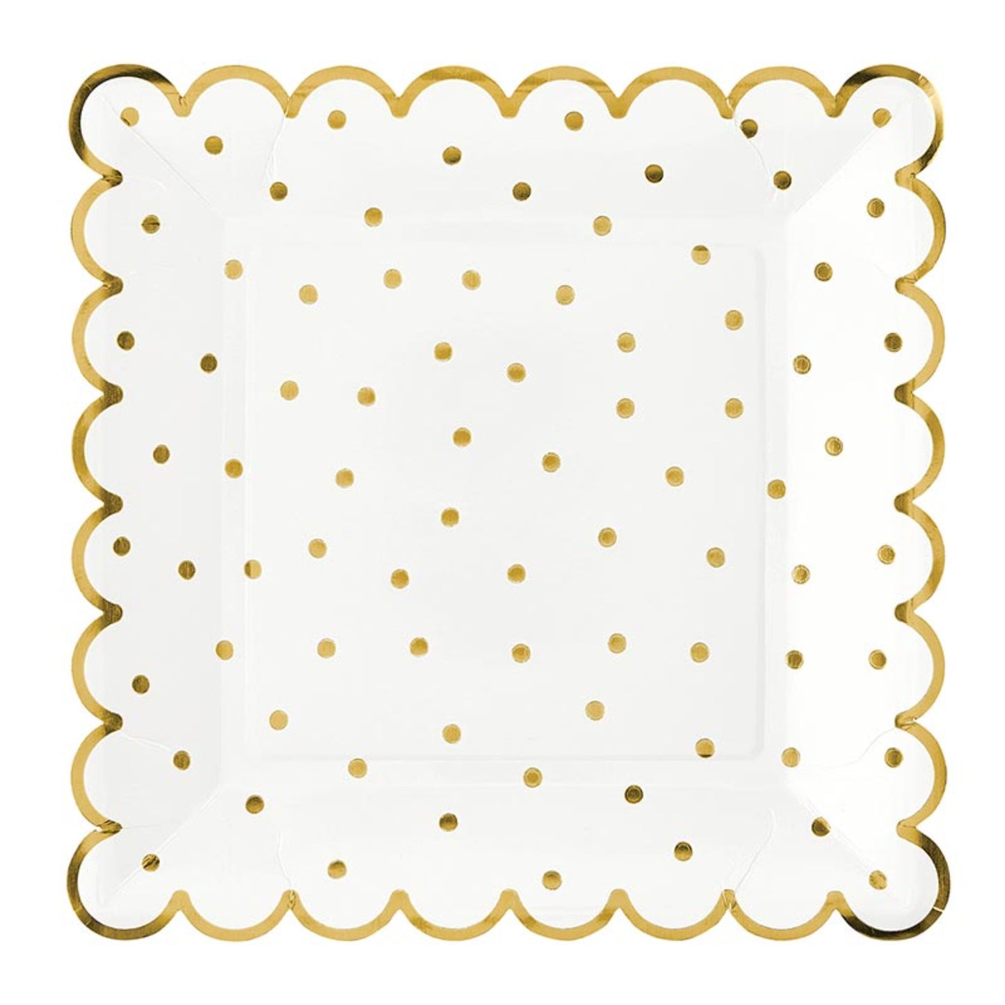 Paper Plate - Scallop Gold Polka Dot