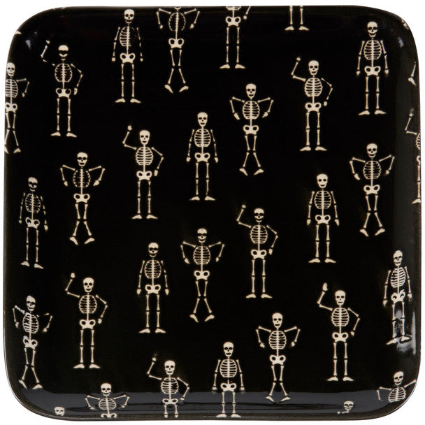 Black & White Stoneware Skeletons Design Tray