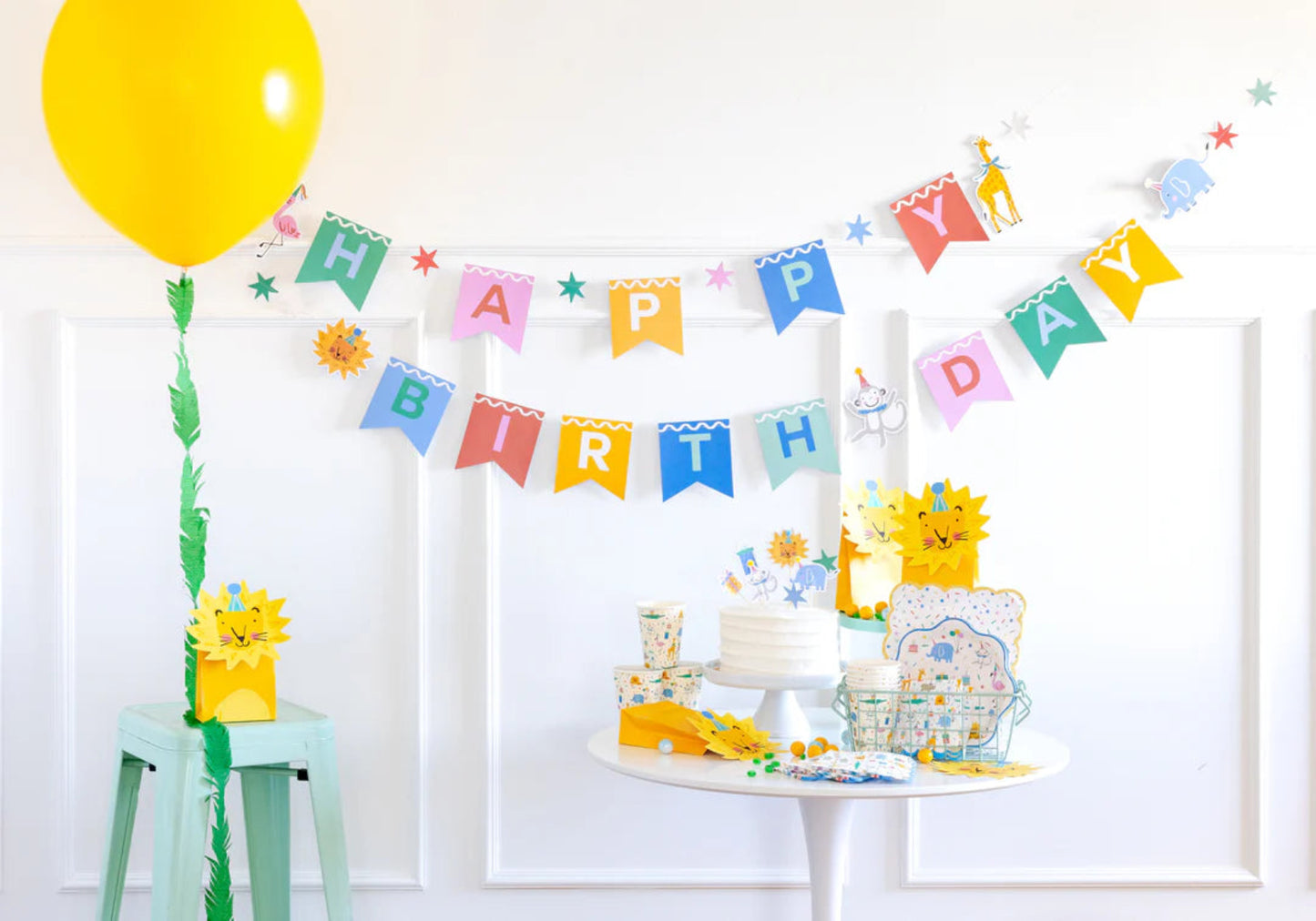 Animal Party Happy Birthday Banner