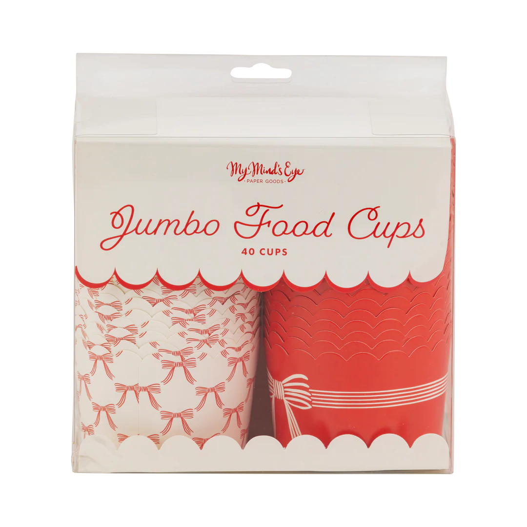 JUMBO Red Cream Bows 8 oz Baking Cups