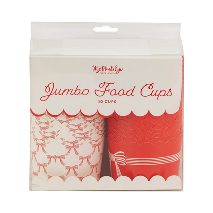 JUMBO Red Cream Bows 8 oz Baking Cups