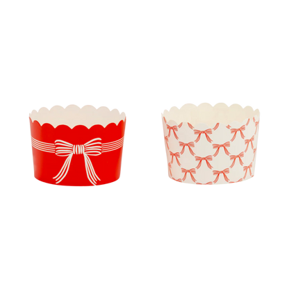 JUMBO Red Cream Bows 8 oz Baking Cups
