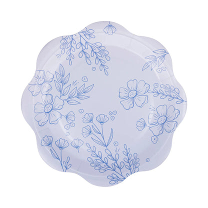 Blue Floral Paper Plate