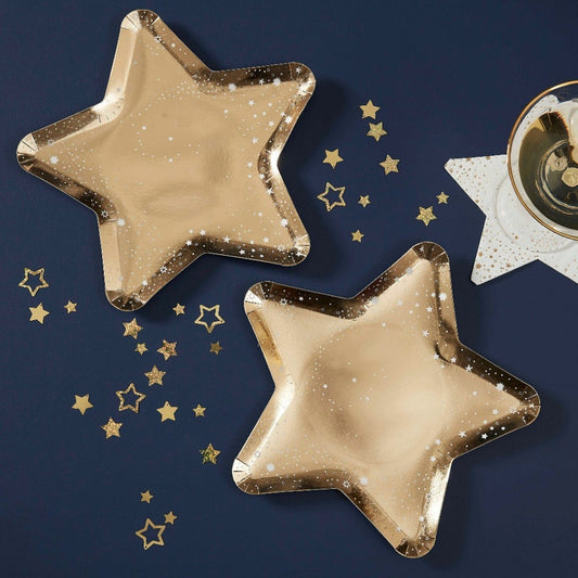 Gold Star Shaped Paper Plates