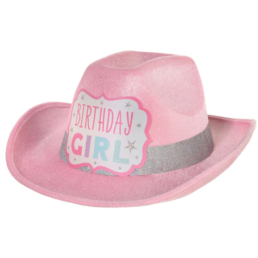 Sombrero de vaquero de cumpleaños rosa pastel