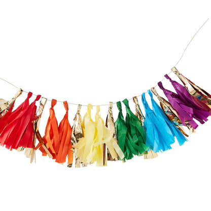 Gold Foil and Rainbow Tassel Garland