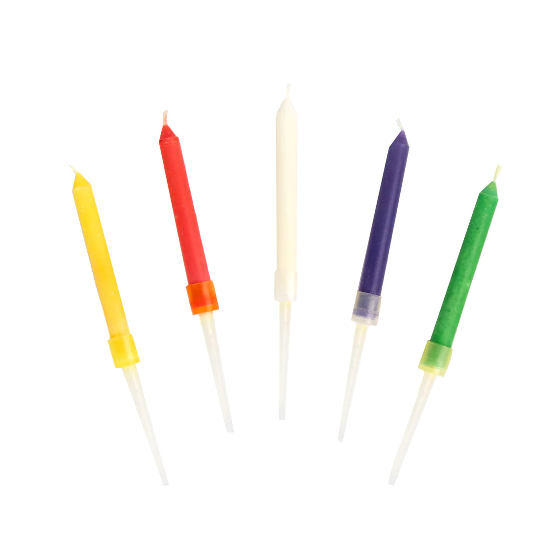 Rainbow Birthday Candles With Coloured Flames - 12 Pack