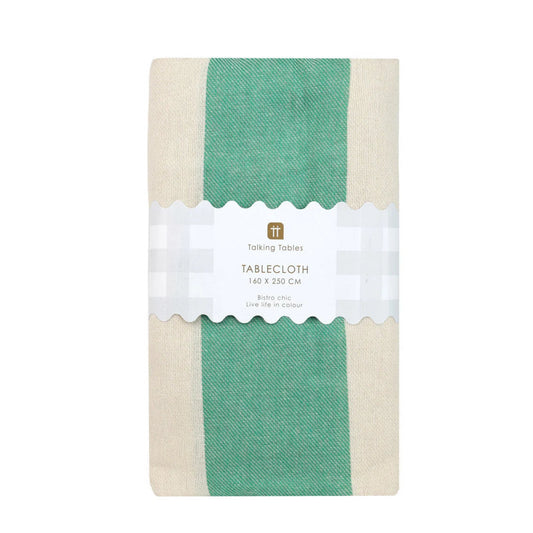 Green Stripe Cotton XL Tablecloth