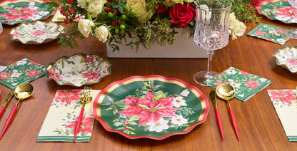 Wavy Dinner Plate Evergreen Floral/8 pkg