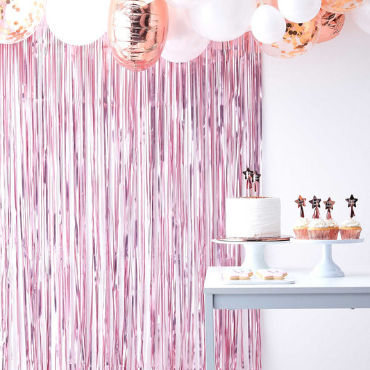 Matte Pink Fringe Curtain Backdrop