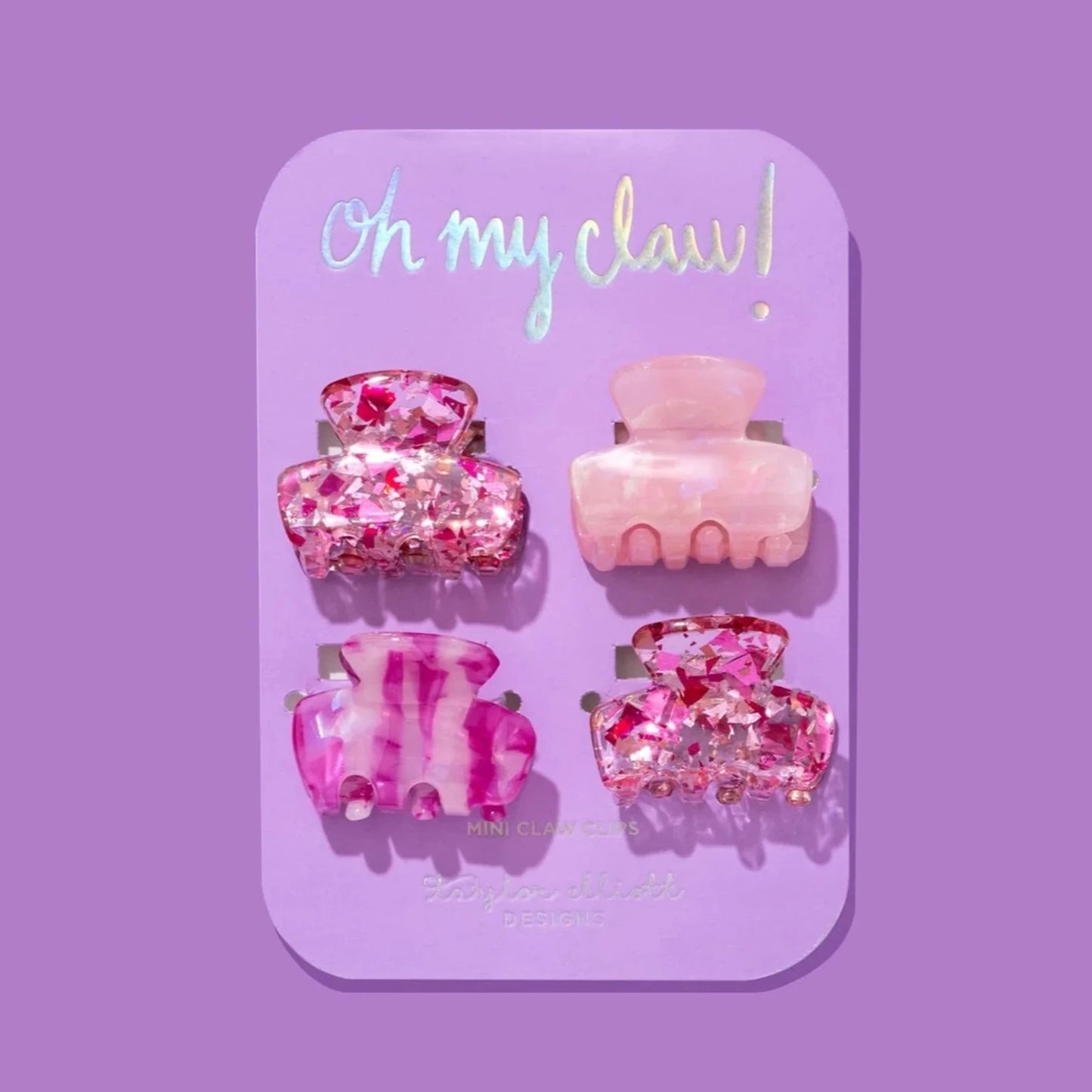 Mini Claw Clips - Pink Confetti - 4