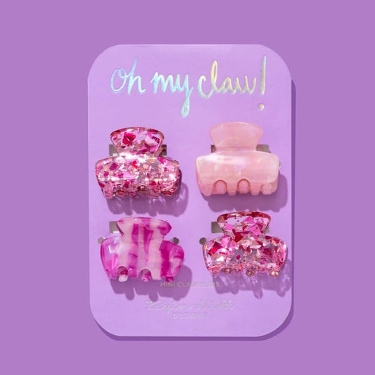 Mini Claw Clips - Pink Confetti - 4