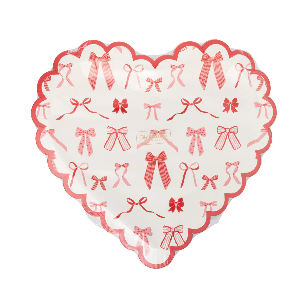 Bow Pattern Scalloped Heart Shapped Plate