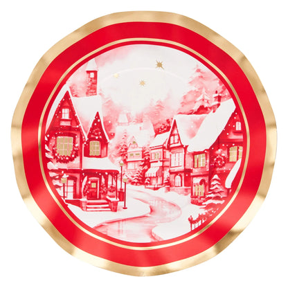 Christmas Village Wavy Paper Salad Plate