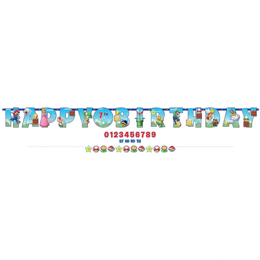 Super Mario Bros Happy Birthday Jumbo Customizable Letter Paper Banner