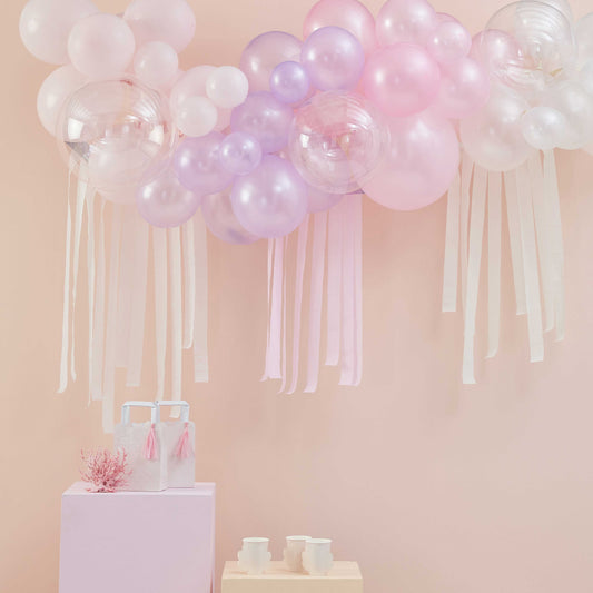 Kit de arco de globos en colores pastel, perla y marfil