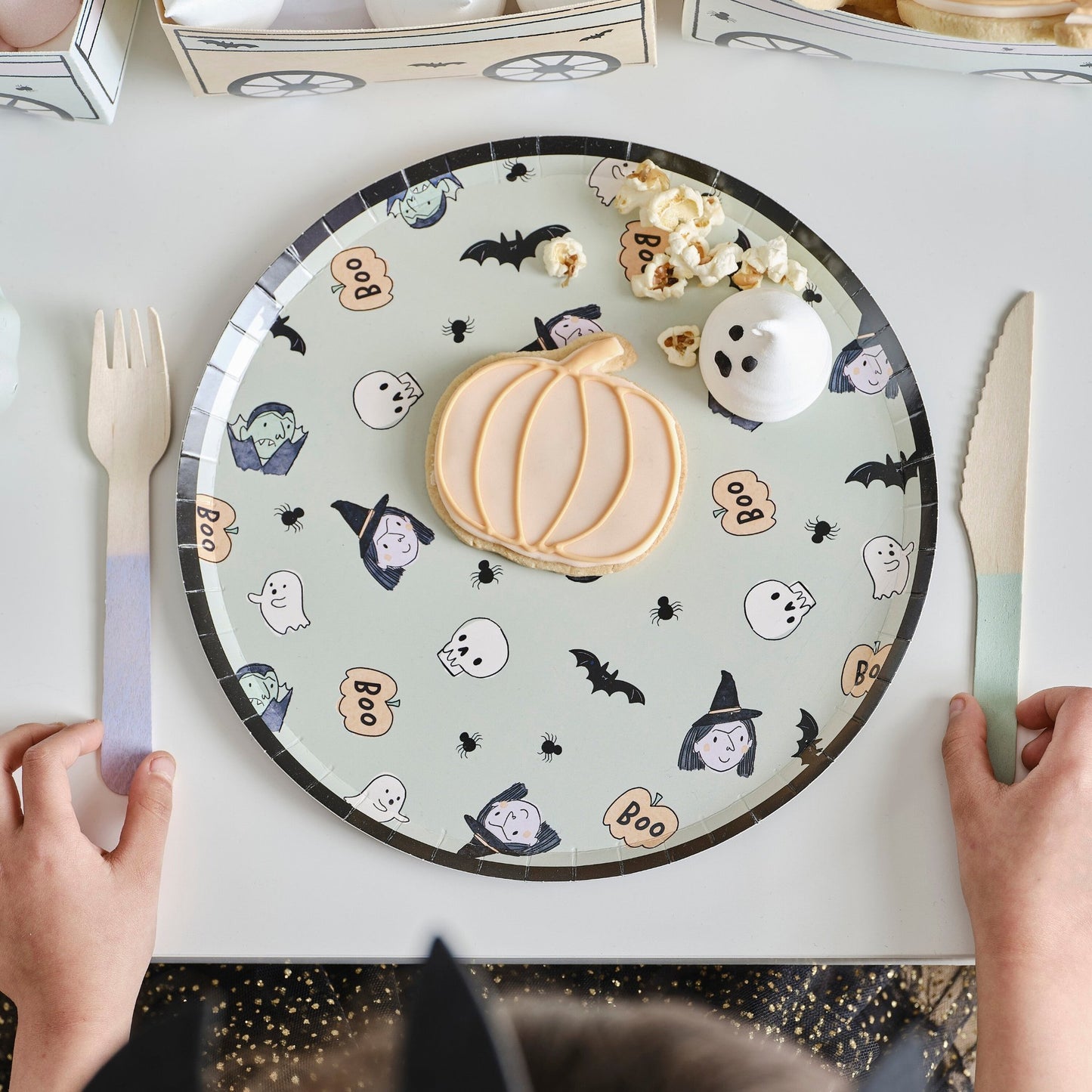 Vampire and Witch Halloween Party Plates