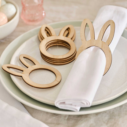 Wooden Bunny Easter Napkin Rings